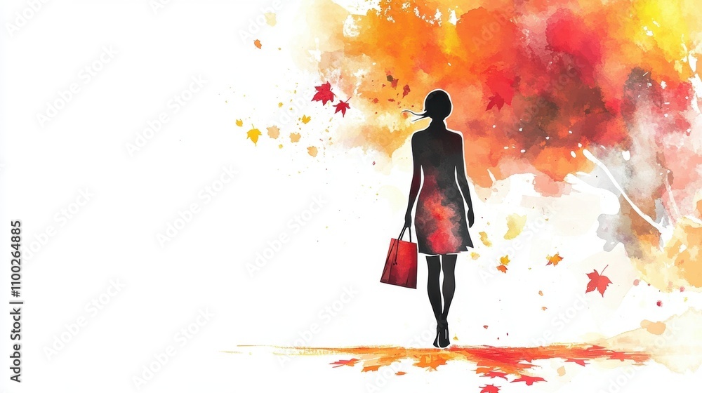 Obraz premium Fall shopping sales season poster background template.