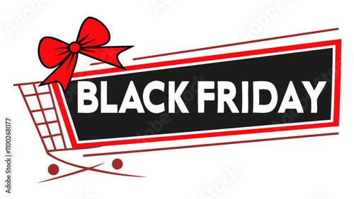 Black Friday sicker red and black sale tag banner isolated on transparent background