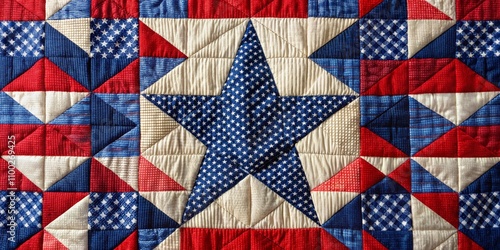 Patriotic Star Quilt - Red, White, and Blue Patchwork, Americana, Stars and Stripes, 4th of July , quilt