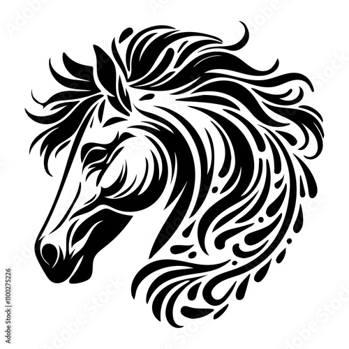 Wallpaper Mural Elegant Black and White Horse Head Silhouette Art Torontodigital.ca