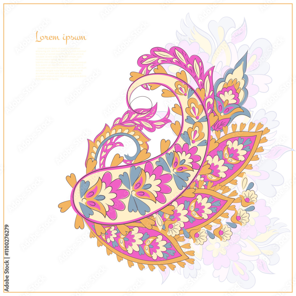 Obraz premium Paisley vector isolated pattern. Damask style Vintage illustration