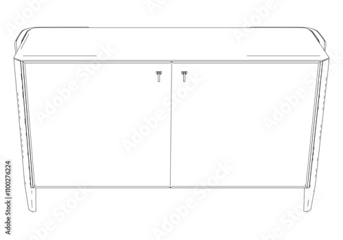 Line Art Modern Sideboard Buffet Cabinet Design. Versatile Illustration for Interior Decor and Creative Projects