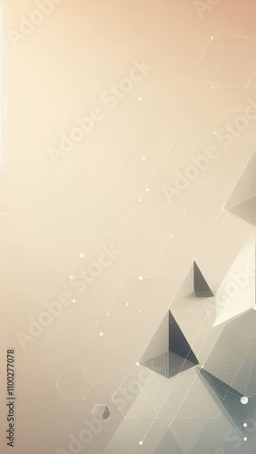 Abstract background with beige geometric shapes and fine lines in a minimalistic design