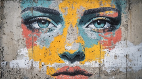 Abstract Mural Painting Of A Womans Face