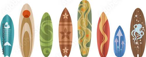 Isolated cartoon surfboards