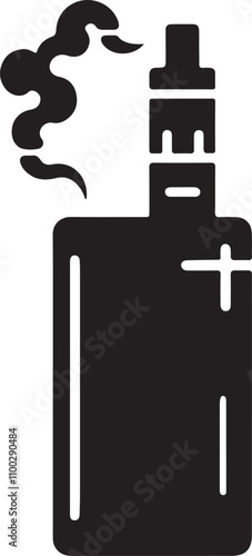 A electronic cigarette icon vector art illustration silhouette style on a white background.
