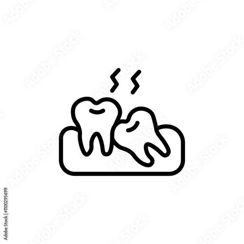 Crooked teeth icon Outline vector for web ui