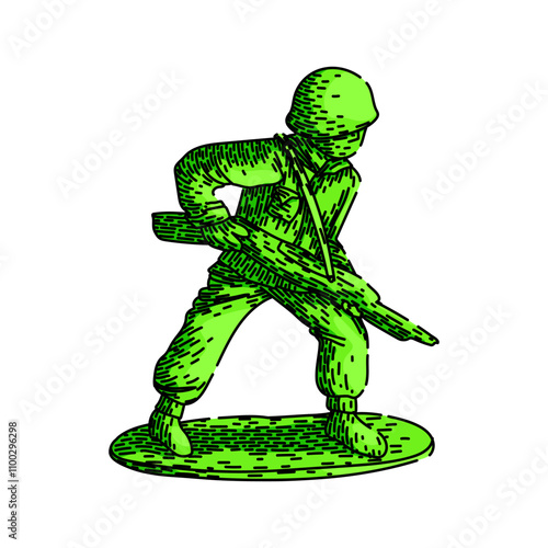 collectible toy soldier hand drawn. antique rare, miniature lead, plastic army collectible toy soldier vector sketch. isolated color illustration
