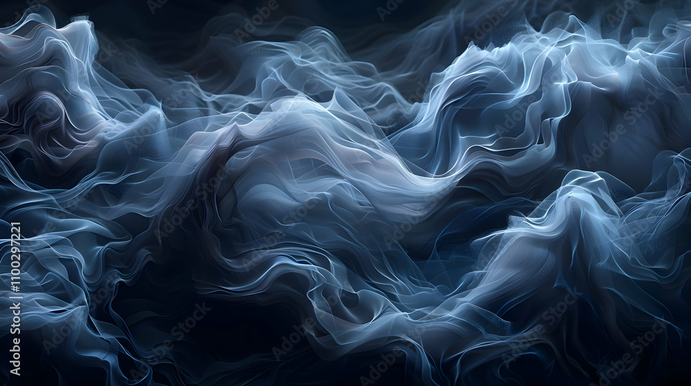 Fototapeta premium Abstract Blue Flowing Pattern, Digital Art Illustration