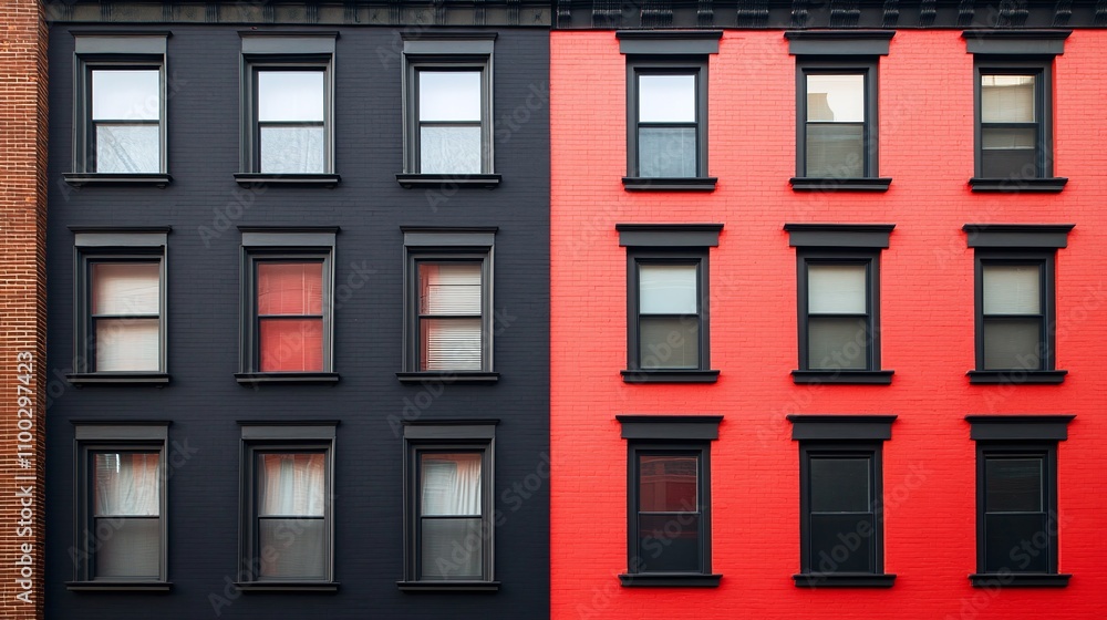 Obraz premium Sleek and Stylish: A Stunning Red and Black Modern Building