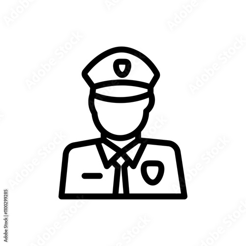 Male chief officer icon Outline vector for web ui