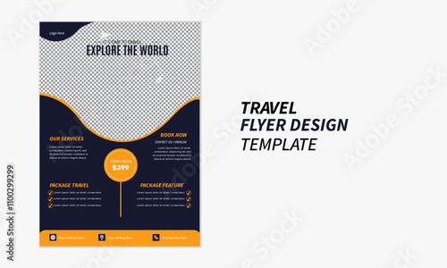 Simple and clean travel and tour promotion flyer design template