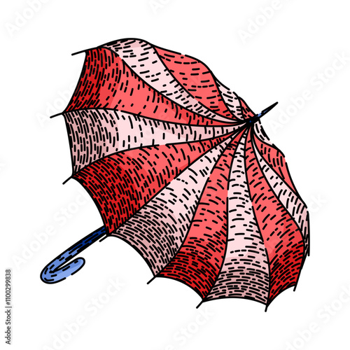 classic umbrella hand drawn. antique old, fashioned nostalgic, heritage traditional classic umbrella vector sketch. isolated color illustration