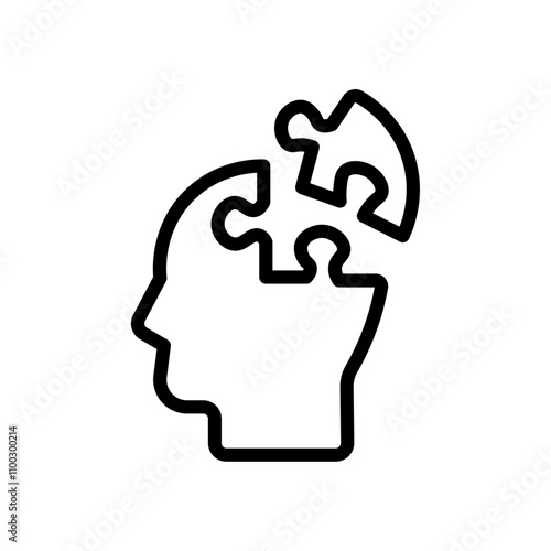 People head with puzzles icon Outline vector for web ui