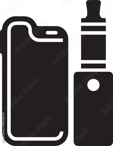 A electronic cigarette icon vector art illustration silhouette style on a white background.
