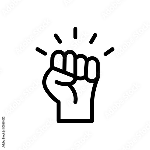 raised fists icon Outline vector for web ui
