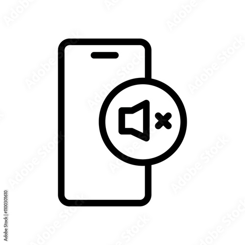 silent phone icon Outline vector for web ui