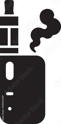 A electronic cigarette icon vector art illustration silhouette style on a white background.
