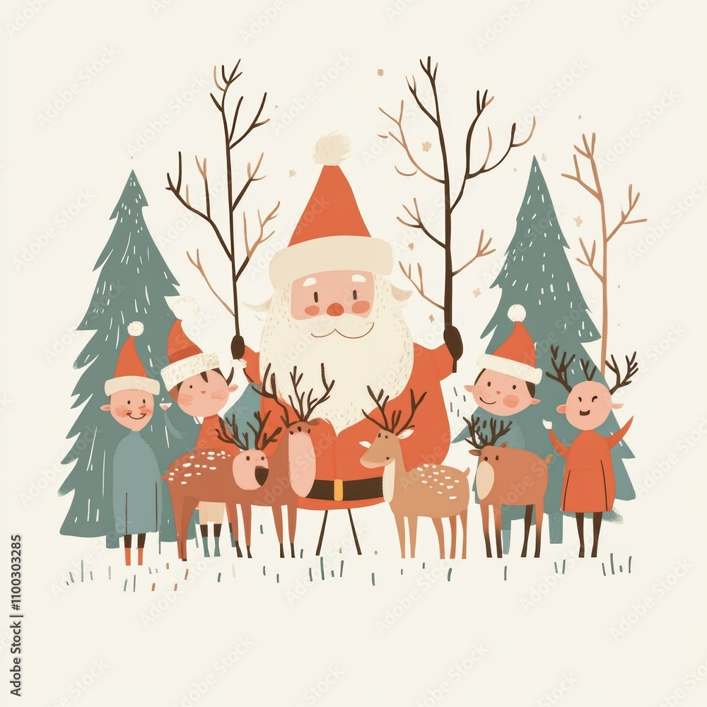 Fototapeta premium Cute Santa Claus character for Christmas holiday greeting card design.