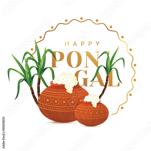 Pongal, The religious festival of South India. Happy Pongal festival greetings