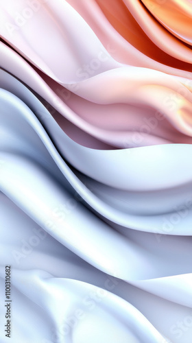 Subtle flowing ribbons in pastel arcs create calming visuals, evoking serene atmosphere. soft textures and gentle colors enhance tranquil effect