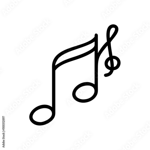 Simple Line Interface Music Note Icon in Black and White