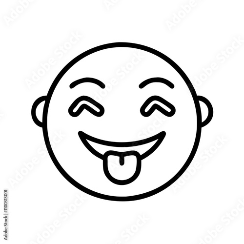 Simple Line Interface Smiley Face Icon in Black and White