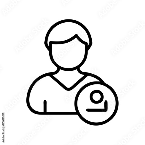 Simple Line Interface User Profile Icon in Black and White