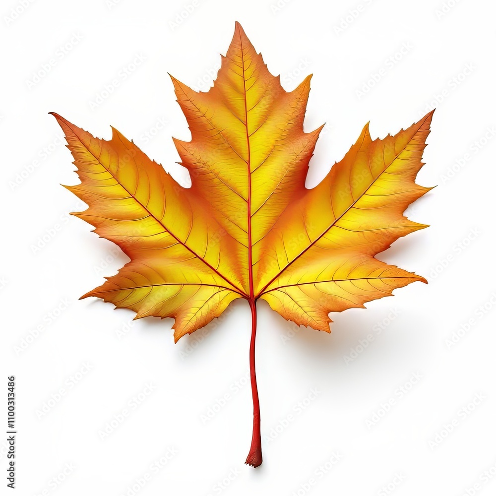 Fototapeta premium 3D rendered autumn leaf, red maple, scenic backdrop.