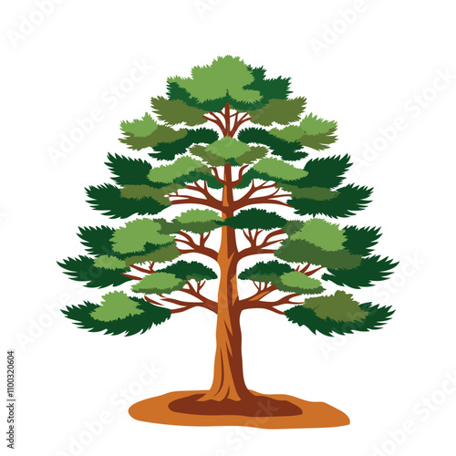 pine tree with branch vector illustration for flat design, evergreen natural  fir pine tree flat vector illustration for design, pine tree illustration