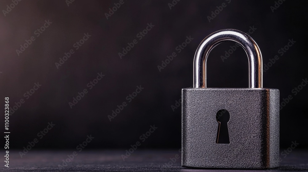Fototapeta premium A close-up of a padlock on a dark background, symbolizing security, protection, and confidentiality.