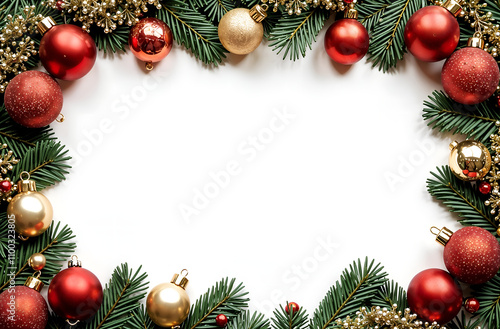 Obraz na płótnie rectangular frame made of fir branches and Christmas toys and spaces w salonie