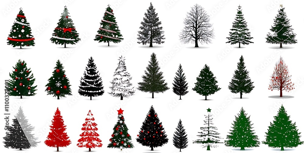 Obraz premium A Group of Beautifully Decorated Christmas Trees.