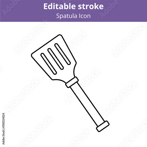 Spatula line icon. Kitchen utensil for cooking outline symbol with editable stroke. Kitchenware for frying and roasting isolated symbol