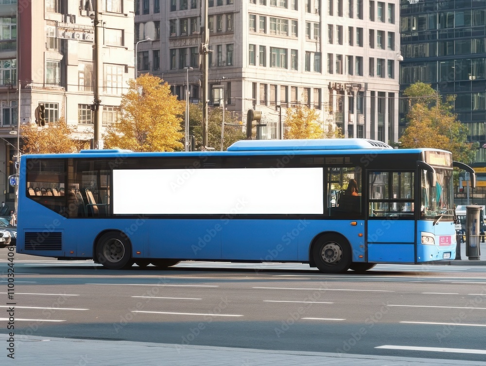 Obraz premium Bus on the road in Seoul, Bus billboards