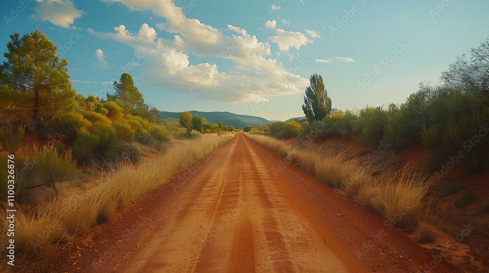 Fototapeta premium Red Dirt Road Landscape Photography