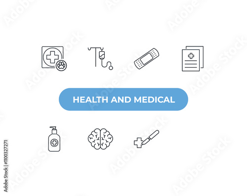 fully editable outline icon collection from health and medical concept. thin line icons set such as x ray, veterinary, saline, neurology, surgery,