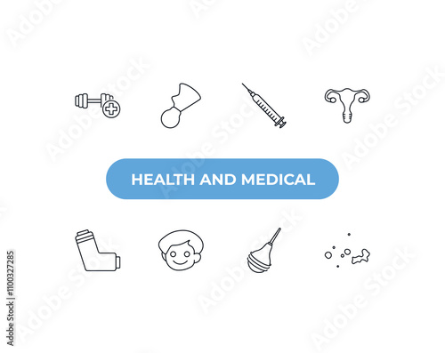 fully editable outline icon collection from health and medical concept. thin line icons set such as exercise, breast pump, injection, enema, blood drop,