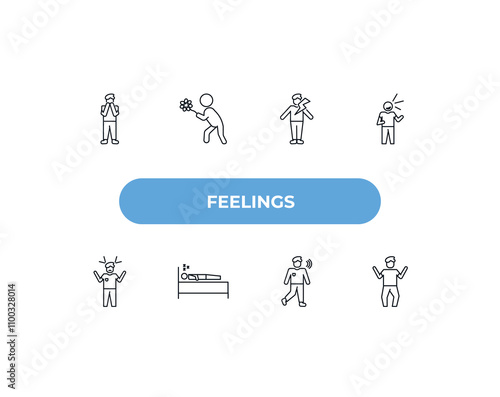 fully editable outline icon collection from feelings concept. thin line icons set such as grateful human, sorry human, energized human, blah silly