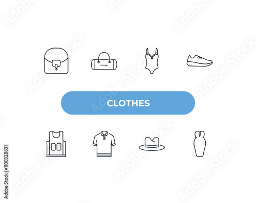 fully editable outline icon collection from clothes concept. thin line icons set such as hobo bag, barrel handbag, lingerie, men hat, long bandeau dress,