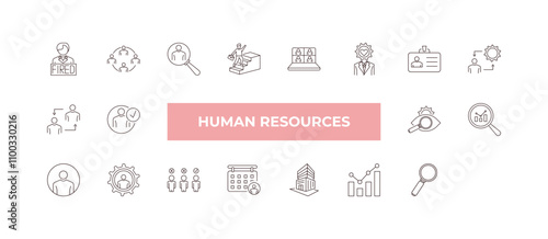 fully editable outline icon collection from human resources concept. thin line icons set such as fired, , change management, benchmarking, searching,
