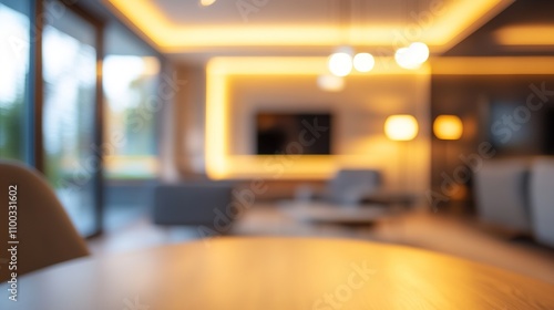 Wallpaper Mural Modern Interior of a Stylish Living Room with Warm Lighting Effects Torontodigital.ca