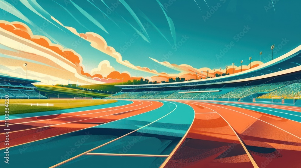 Running track stadium, sunny day. Running track stadium, sunny day.