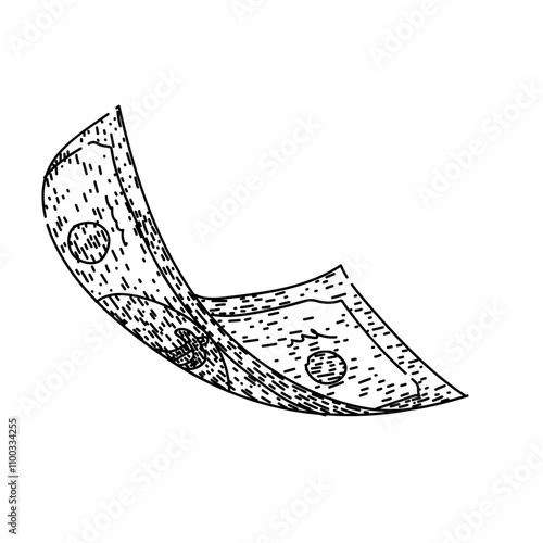 greenback dollar bill hand drawn. banknote finance, trade exchange, wealth value greenback dollar bill vector sketch. isolated black illustration