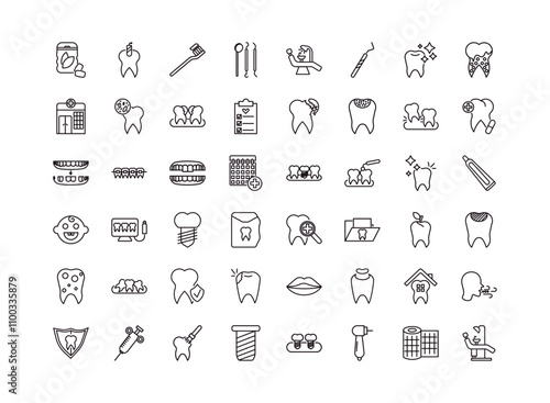 fully editable outline icon collection from dentist concept. thin line icons set such as mint gum, tampon, dental checkup, gauze, dental chair,