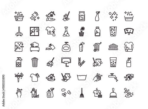 fully editable outline icon collection from cleaning concept. thin line icons set such as water soak, neat, clothes peg, dustpan cleanin, slippery,