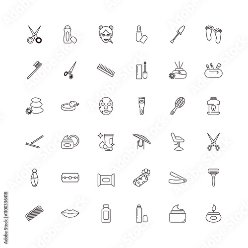 fully editable outline icon collection from beauty concept. thin line icons set such as manicure scissors, deodorant, little makeup box, skincare, candle light,