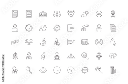 fully editable outline icon collection from human resources concept. thin line icons set such as curriculum vitae, job application, files, hiring, office,