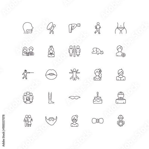 fully editable outline icon collection from people concept. thin line icons set such as throat, burden, fencing attack, elegant, serve,