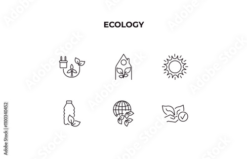 fully editable outline icon collection from ecology concept. thin line icons set such as renewable energy, green home, sunlight, ecologism, natural product,